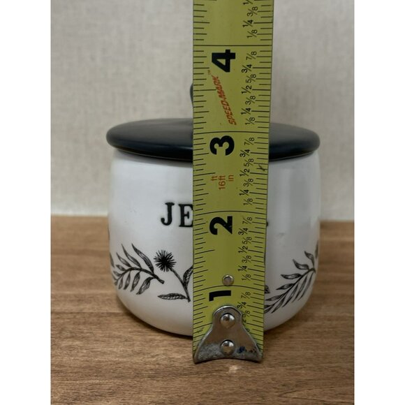 Rae Dunn Artisan Collection Jelly Pot Jar Ivory w Black - Picture 2 of 9